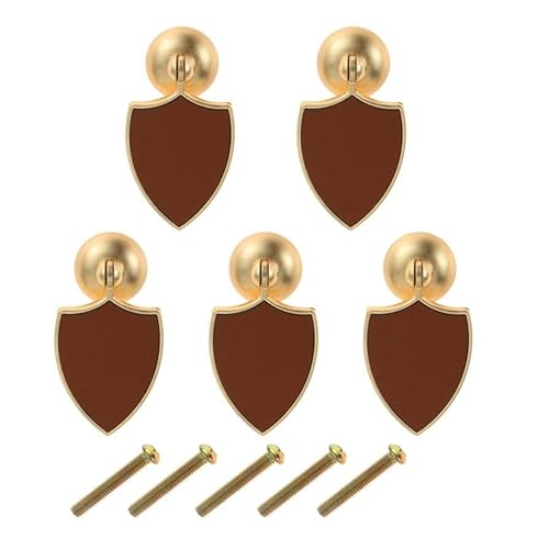 Surieen Schubladengriffe aus Leder, mit einem Loch, für Schrank, Schublade, Küche, mit Schrauben, Braun, 5 Stück Cover