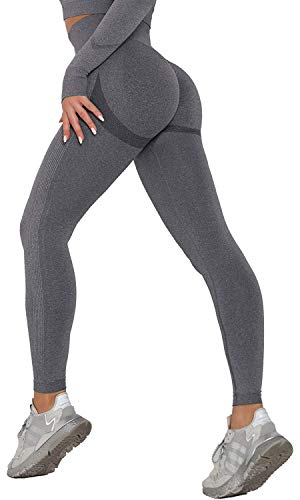 Yutdeng Leggins Deportivos Mujer Push up Mallas Pantalones Cintura Alta Yoga de Punto Sin Costuras Leggings Pantalón Moda para Fitness Running Deporte Elásticos y Transpirables