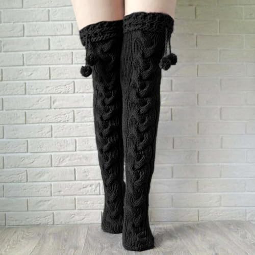 Image of Pcavin Thigh High Socks for Women Cable Knit Over the Knee Boot Socks, Warm Long Knit Leg Warmers for Winter Outfits
