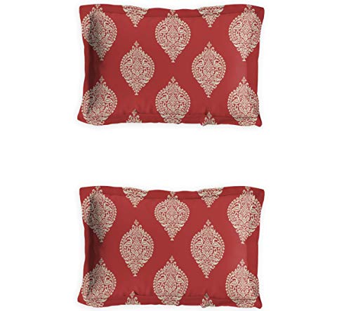 Image of DDECOR - Medallion 100% Cotton Fitted Bedsheet with 2 Pillow Covers, King Size, Red