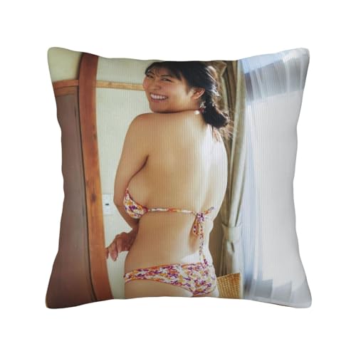 福井梨莉華 4 枕カバー抱き枕カバーファッション45 x 45 cm部屋装飾両面正方形の部屋プレゼントルーム装飾車隠しファスナー クッション 18x18in