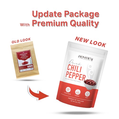 Homtiem Organic Red Jinda Dried Chili Peppers 4 Oz, The Secret of Spiciness and Flavor, Bold and Natural Heat, Perfect for Adding Flavor and Spice to Any Cuisine from from Asian to Western (Mild Hot) - Image 3