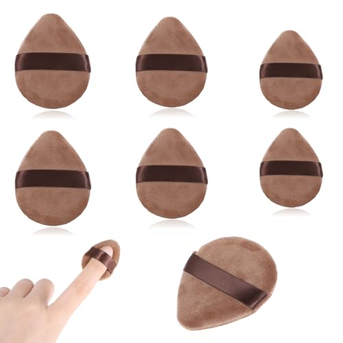 Giantree 6 mini borlas de polvo, esponja para la cara, reutilizable, suave, para polvos de maquillaje (S + M+L)