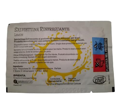 Detershoponline - 500 Salviettine rinfrescanti al limone imbustate singolarmente 12,5x19 cm in tnt