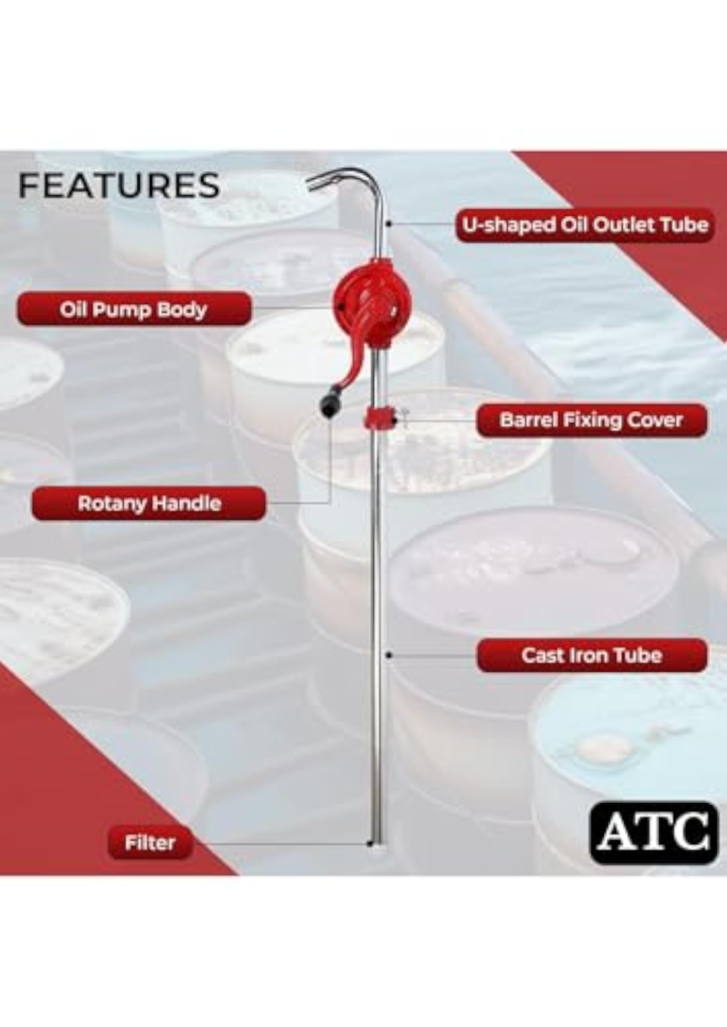 Rotary Manual Steel Barrel Pump Extractor for 55 Gallons