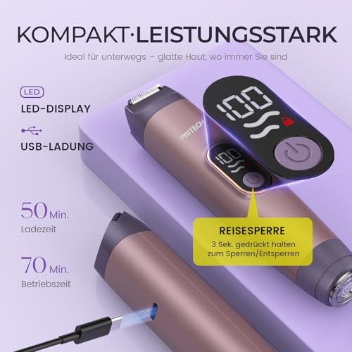 Afeitadora portátil para el cabello con carga USB-C mini removedor húmedo seco 6