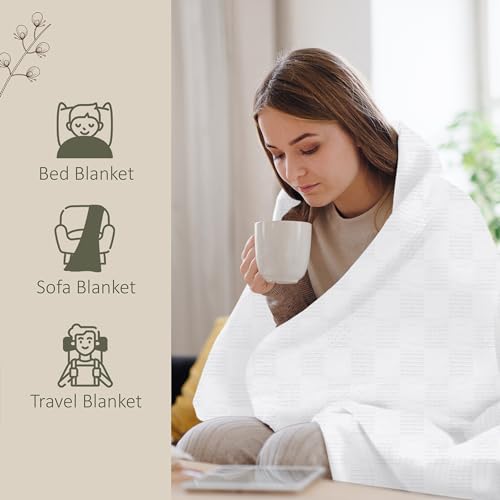 Oakias K0063 100% Cotton Blanket Queen White thumb #4
