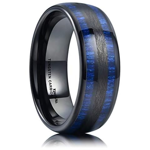King Will 8mm Blue Maple Inlay Tungsten Ring Cover