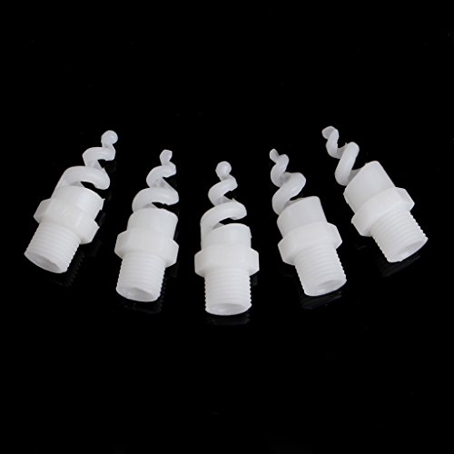 JENOR 5Pcs Plastic PP Spiral Cone Nozzle Spray Sprinkler Head 1/4
