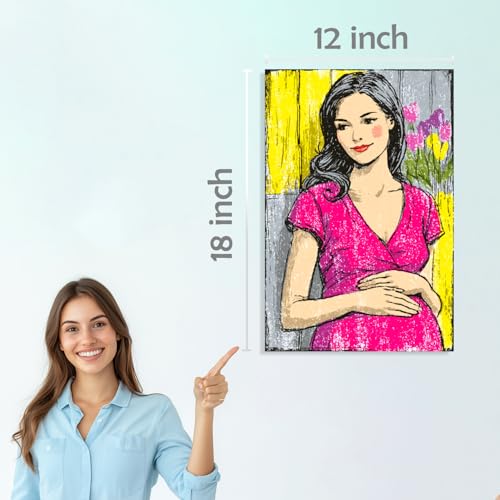 Image of SiddArtify Pregnant Woman Wall Art Poster Print Set - Retro Style Decor for Living Room Bedroom Office - 12x18 inch Sticker Pack of 6
