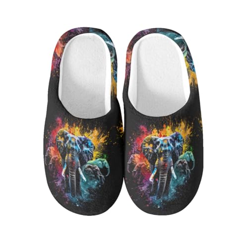 Chaussons antidérapants chauds et moelleux en coton avec motif éléphant