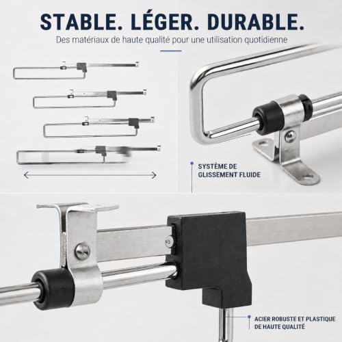 Tringle à vêtements extensible avec support coulissant fluide