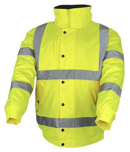 HI LIGHT VISIBLY BRIGHTER High-Visibility Bomber Jacket: EN20471 Certified, Waterproof & Warm (Class 3) (M, Yellow)
