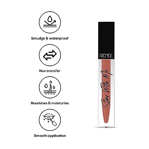 Image of RENEE Stay With Me Matte Lipstick - Creme Of Caramel l Transfer Proof, Smudge & Waterproof | Long Stay l Highly Pigmented l Velvety, Matte Finish l Enriched with Vitamin E l Travel Friendly l 5 ml