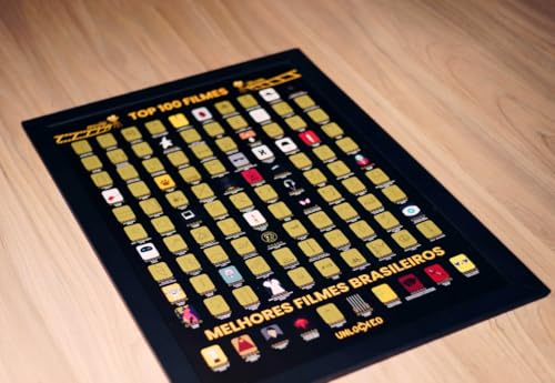 Mapa de Raspar Top 100 Filmes Unlocked | Poster Com Moldura Raspadinha 66x46cm | 100 filmes para ver