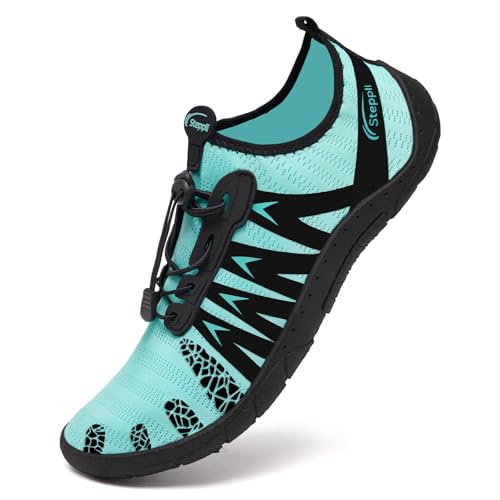 Steppli Water Shoes Beach Swim Pool Sea Surf Aqua Breathable Weitsuit Non Slip Lightweight Shoes for Men Women Turquoise EU38=UK5