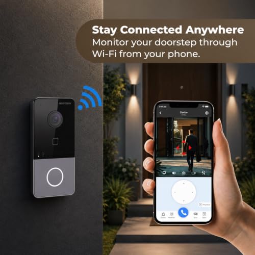 Image of HIKVISION Video Door Phone Kit with 4.3 Inch Indoor Monitor DS-KH6110-WE1 & 2MP HD Villa Door Station DS-KV6113-WPE1, Wi-Fi, PoE, Two-Way Audio, Remote Mobile Monitoring