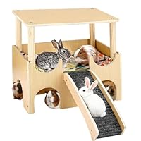 Piashow Kaninchen Haus, Meerschweinchen Haus aus Holz mit Hang, 8 x 35 x 25 cm Hamsterhaus für Zwerghamster, Rennmäuse, Degus, Stachelmäuse