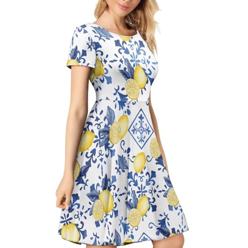 Image of Biyejit Women's Summer Casual Short Sleeve T-Shirt Swing Dress Crew Neck Plus Size S-4XL