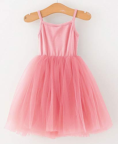 Image of GSVIBK Baby Girls Tutu Dress Sleeveless Toddler Cotton Tulle Skirt Princess Party Prom Dresses