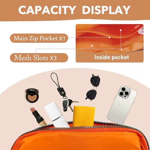 JENCVNL Bauchtasche Damen Gürteltasche Herren, Nylon Hüfttaschen Mode Brustbeutel Umhängetasche Crossbody Bag mit verstellbarem Riemen für Laufen Wandern Training Reisen (Orange)