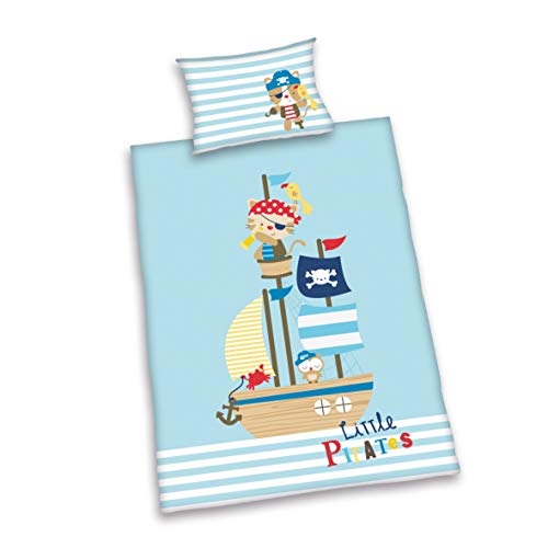 Herding Baby Best Kleinkinder-Bettwäsche-Set, Lara Little Pirates Wendemotiv, Bettbezug 100 x 135 cm, Kopfkissenbezug 40 x 60 cm, Baumwolle/Renforcé