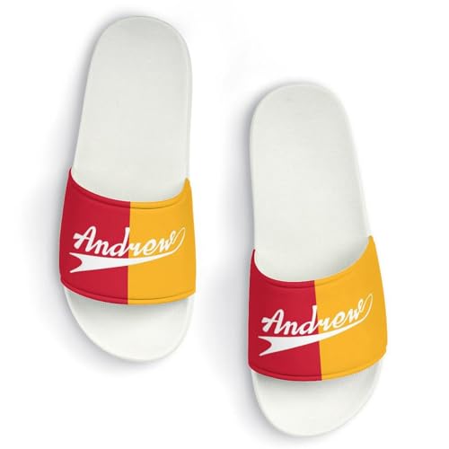Custom Sports Slides Personalized Slippers - Baseball Sandals Quick Drying Softball Slippers Indoor Outdoor,Gifts for Men Youth Boy (White,Style 41)