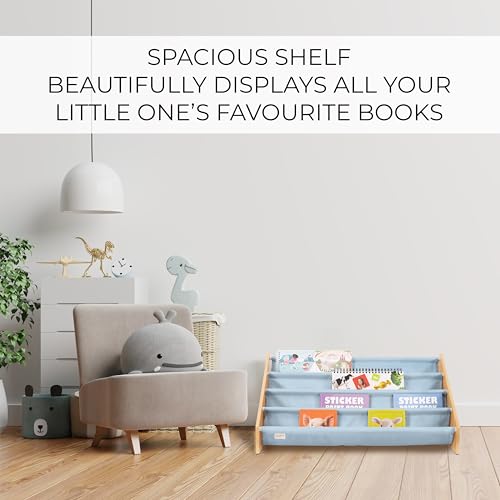 ZICOTO Decorative Wooden Bookshelf for Kids Rooms - Keeps Plenty of Books Neatly Organized & Within Reach for Toddlers - Easy Install Montessori Book Shelf for Baby's Bedroom or Playroom Decor
