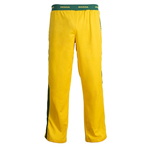 JL Sport Unisex Brazil Flag Green Yellow Capoeira Kids Youth Martial Arts Elastic Sports Pants 11-12 yrs
