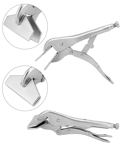 Qwork WD31539 10 Inch Nickel Plated High Carbon Steel Locking Sheet Metal Clamp, 2-Pack With Trigger Release And Adjustable Mechanism For Metalworking, Adjustable Opening Nickle Plated Welding Plier thumb #2