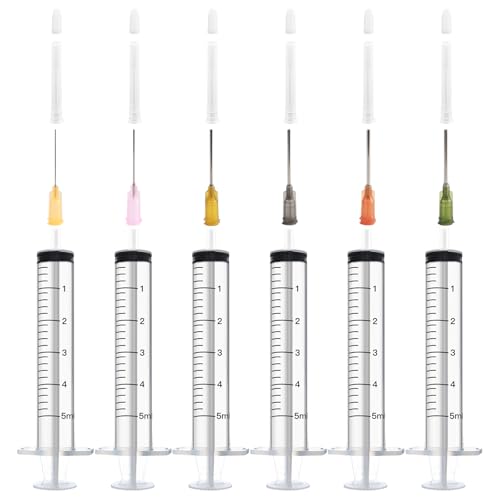 WEFINEST - Kit de 18 Seringues avec Aiguilles,5ml Robustes Seringue Plastique,Aiguilles Émoussées avec Capuchon,Emballées Individuellement Seringue Colostrum pour Laboratoire,Jardinage et Soins des Animaux