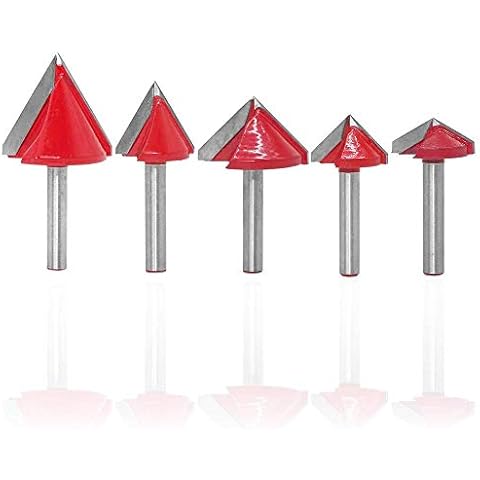Gasea 5pcs Fraises V-Groove 6mm Cover