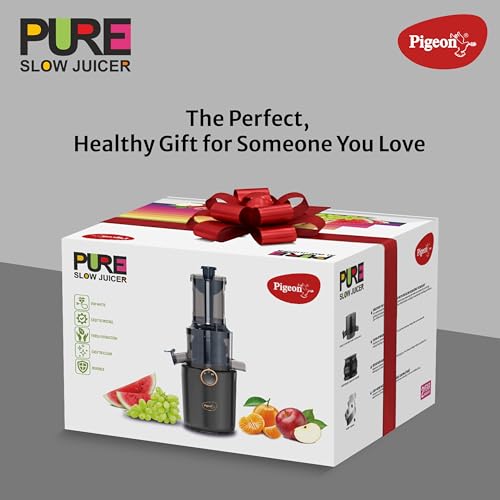 Image of Pigeon by Stovekraft Pure Slow Juicer| 250W Motor| Nutrient Rich Juice| All-in-1 Fruits & Vegetable Juicer| Maximum Juice Extraction Auger | Separate Juice & Pulp Cups | 2 Year Warranty