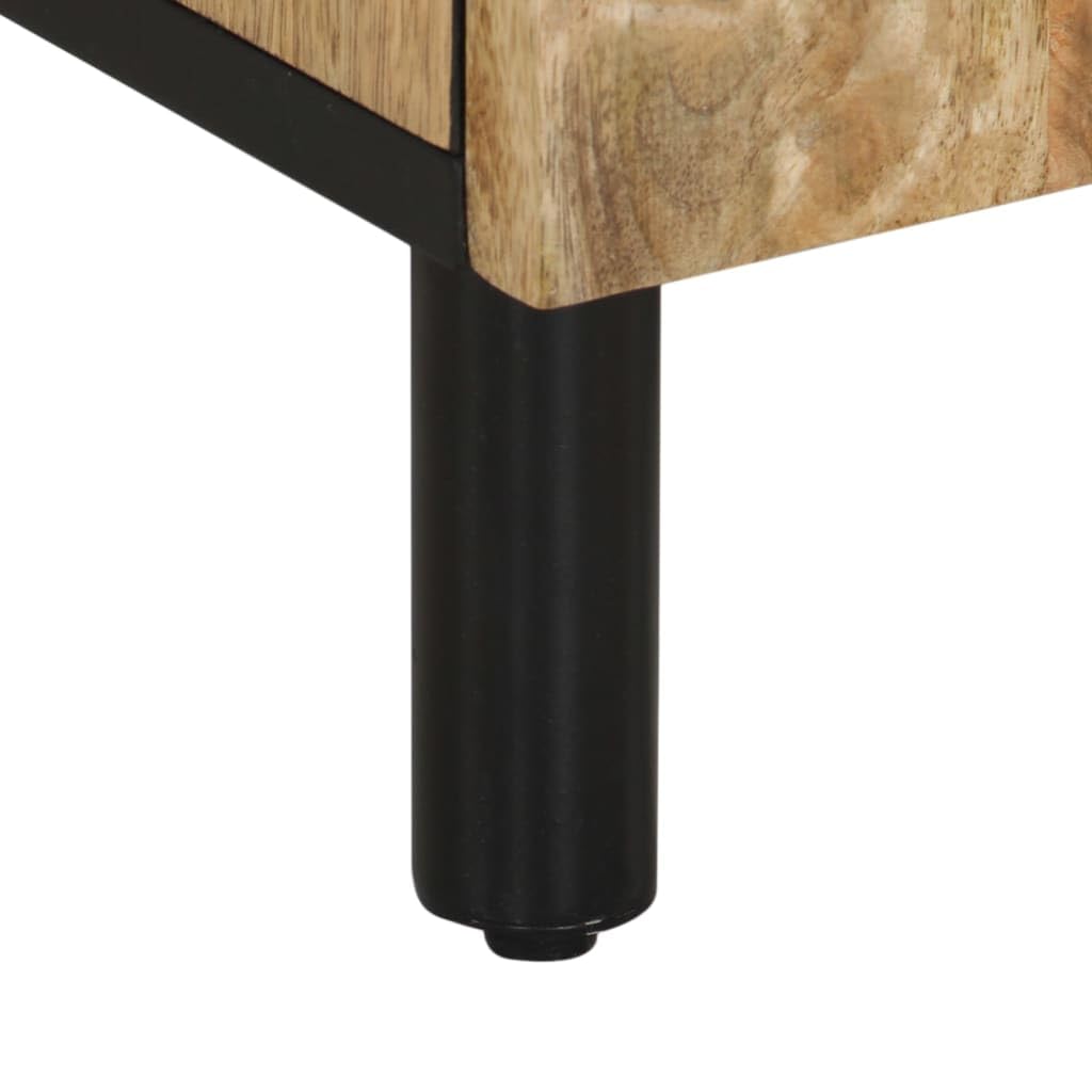 TV-Schrank 80x31x46 cm aus massivem Mangoholz, Robustes Media-Center für Wohnzimmer, Schlafzimmer, Konsolentisch mit Stauraum, Eisenbeine