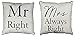 Widdop AMORE Juego de 2 cojines rellenos Mr Right and Mrs Always Right - Juego de cojines (34 cm)