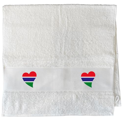 Huuraa Handtuch Gambia Flagge Herz 50x100cm White Baumwolle Handtuch Geschenkidee