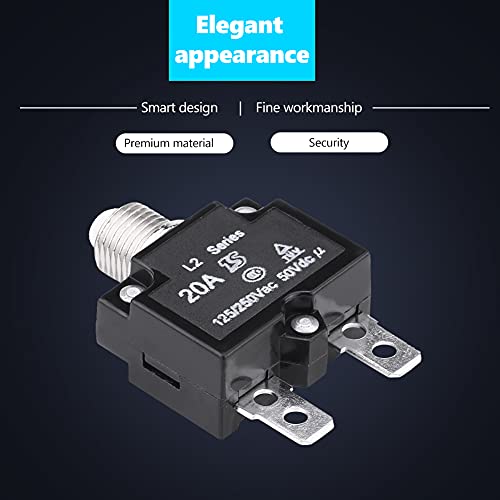 Thermal Overload Protector, Ac 125/250V Push Button Circuit Breaker Advanced Fitness Power Entry Thermal Circuit Breaker Protector (20A) Generator Circuit Breaker 5000 Watt Generator Circuit Breaker #TOP4