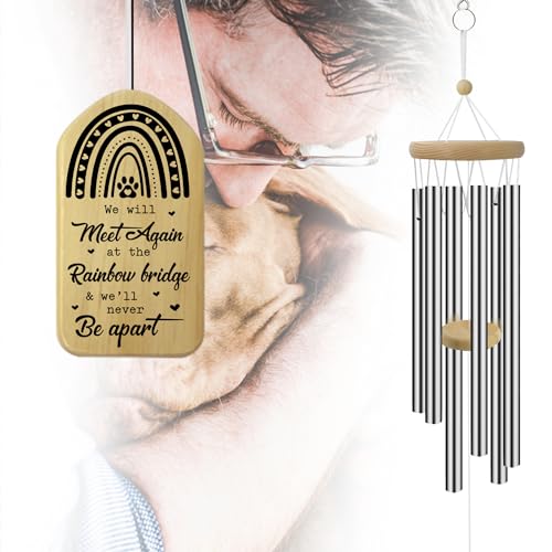 Image of ASTARIN Personalized Pet Memorial Wind Chime, Pet Remembrance Gift to Honor and Remember a Dog, Cat, or Other Pet, Premium Customized Metal Wind Chime, Black