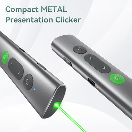 Image of Alloy Steel Presentation Clicker with Green Laser,Wireless Presenter Remote