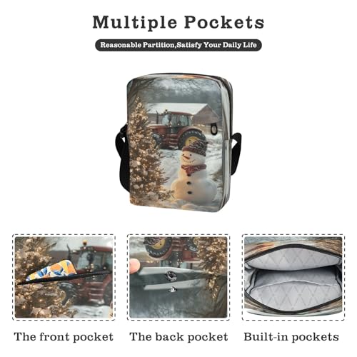 Crossbody Bag Christmas Snowman Winter Messenger Bag for Women Men Purse Shoulder Bag Satchel Bag with Adjustable Strap 202b68362