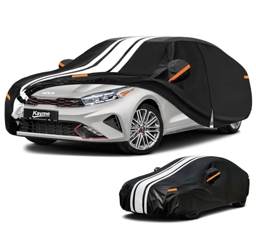 Image of Kayme Heavy Duty Car Cover Custom Fit for Kia Forte (2009-2026) | Waterproof All Weather for Automobiles, Gift with Tape /Towel /Bag, Outdoor Full Exterior Cover Rain Snow Sun UV Protection.