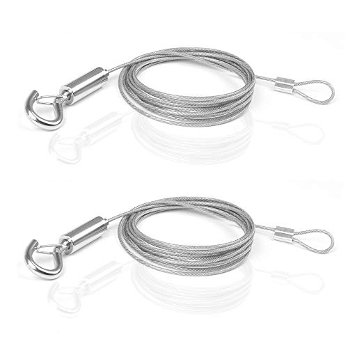 ZKSM Picture Hanging Wire 2 Packs Adjustable Stainless Steel Wire with Loop and Hook 1.5 mmx2 m Heavy Duty Frame Hanger Rope for Light Lamp Hardware, Supports up to 20 KG