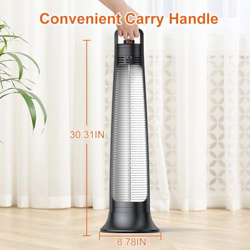 FLOWBREEZE Patio Heater Electric, Portable Outdoor Heater, 1200W, 3S Instant Heating, Infrared Heater with 60°Oscillating, 180min Timer, Tip-Over Protection, Super Quiet Heater for Indoor Outdoor Use