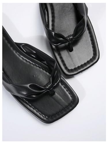 Image of GORGLITTER Women's Flip Flops Flat Sandals Dressy Metallic Square Toe Thong Vacation Summer Weeding Slides Sandals