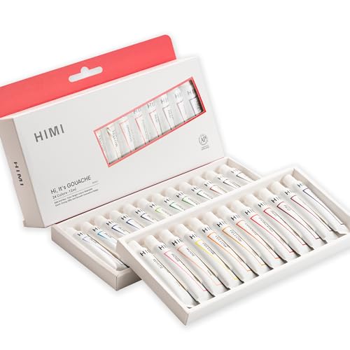 HIMI Gouache Paint Tube Set -24 Colors 12ml, with Rich