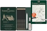 Faber-Castell Pitt Graphite Matte Pencil Set, Metal Tin of 8 Graphite Pencils and Sketching Accessories (HB, 2B, 4B, 6B, 8B, 10B, 12B, 14B), Pencil Sharpener, Eraser and Blending Stump