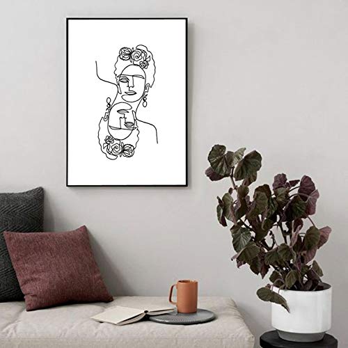 Peinture sur toile femme minimaliste grand format 70x100cm design - 2