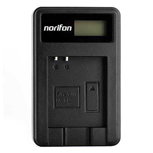 Norifon NB-6L LCD USB Charger for Canon PowerShot SX530 HS, SX610 HS, SX710 HS, SD1200 is, SD1300 is, S120 IXY 10S IXY 30S Camera and More, Black
