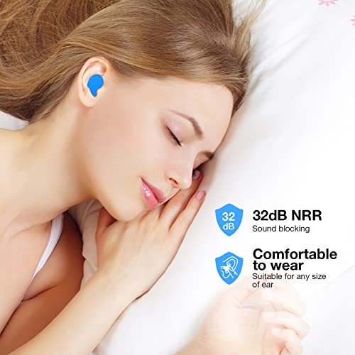 21 Pairs Ear Plugs For Sleeping Soft Reusable Moldable Silicone Earplugs Noise Cancelling Earplugs Sound Blocking Ear Plugs With Case For Swimming, Concert Airplane 32Db Nrr (Blue, Orange, Rose Red) #TOP3