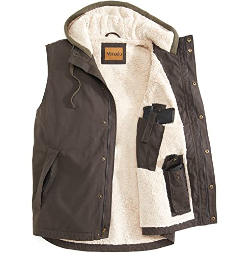 Venado Concealed Carry Vest – Hooded Vest For Men With Concealed Carry Pockets (Brown, Large) #TOP14